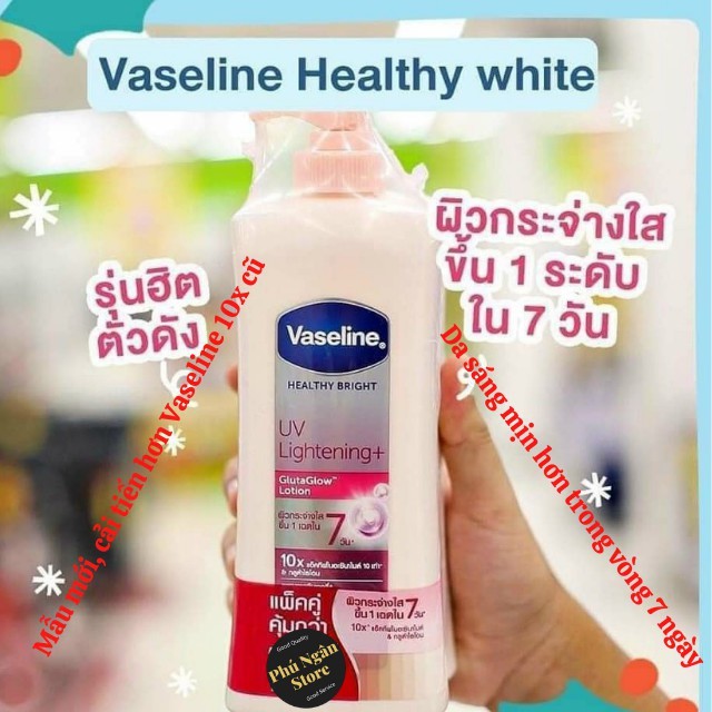 [Mẫu Mới 2020] Vaseline 10x Healthy White UV Lightening ++ gluta glow Lotion