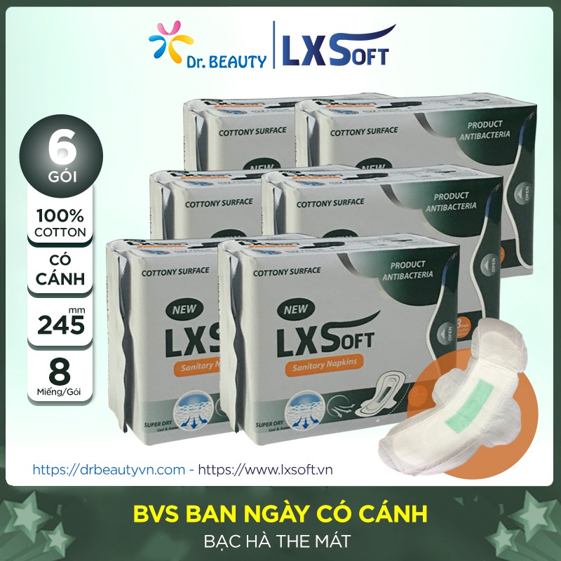 [COMBO GIÁ TỐT NHẤT] Băng vệ sinh LXSoft ban ngày có cánh 245mm👸BẠC HÀ KHỬ MÙI👸SIÊU MỎNG, SIÊU THẤM.