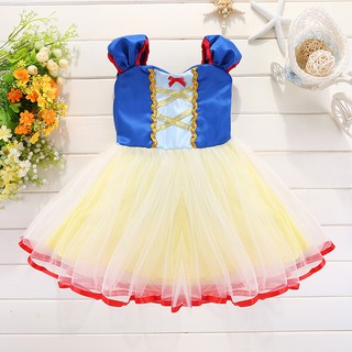 Mesh Princess Girl Baby Girl Tutu Birthday Dress Snow White Princess Cosplay Children Kids Birthday Party Clothes