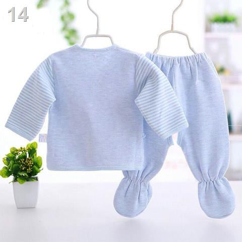 Bộ đồ trẻ sơ sinh thắt dây cho Áo mi một phần em cotton màu 0-3 tháng lót hở chân mẫu hè