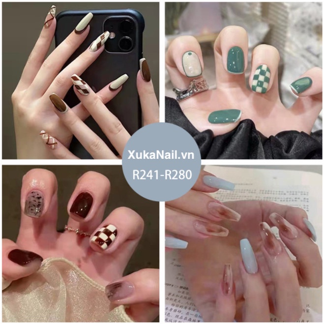 [R201-300] Móng tay giả kèm keo 24 móng đẹp làm nail noel