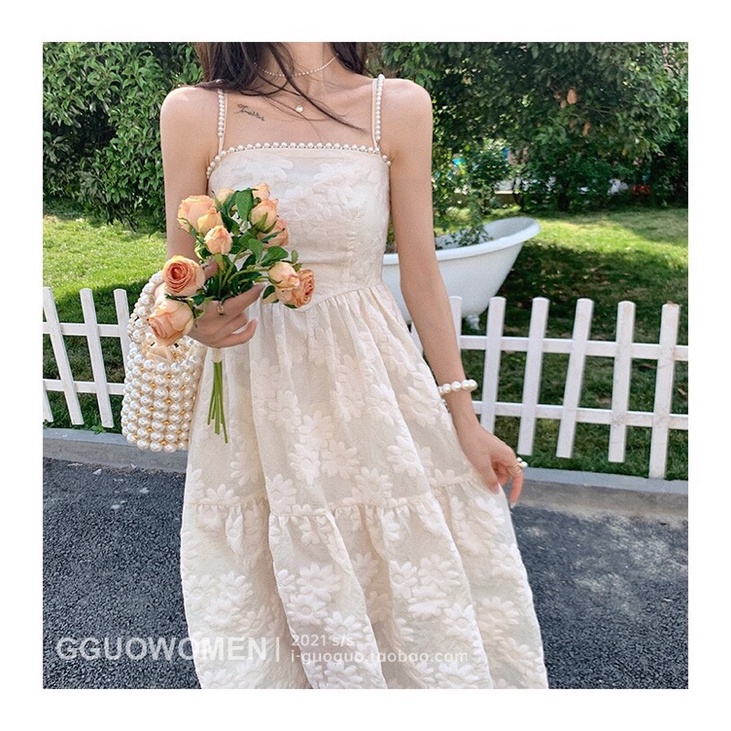Váy đầm nữ hai dây ren hoa nổi nhẹ nhàng nữ tính shop Lim Boutique - V530