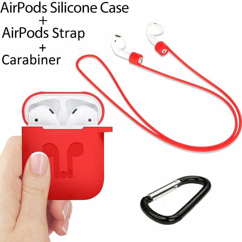 Hộp bảo vệ tai nghe 3 trong 1 cho Apple Airpods + phụ kiện đi kèm