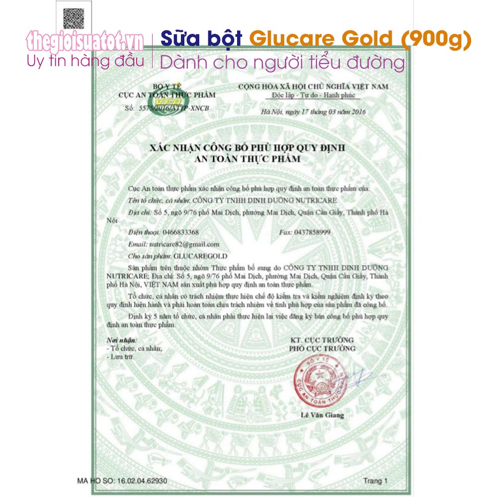 Sữa Glucare gold 900g dành cho người tiểu đường