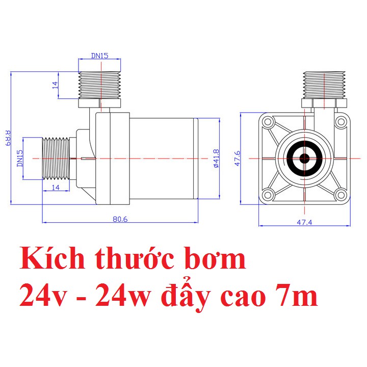 Bơm chìm 12v hoặc 24v Đẩy cao 5m - 600l giờ - Không chổi than