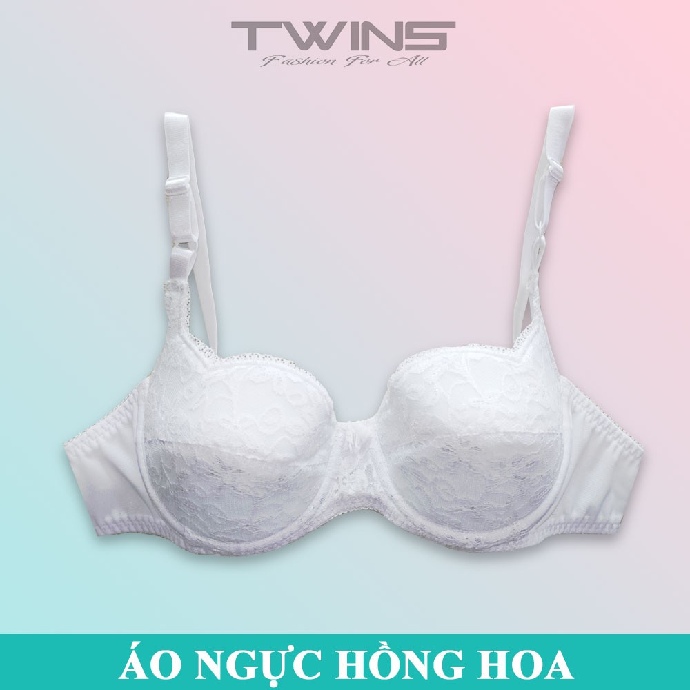 Áo ngực nữ ren nâng ngực Hồng Hoa có gọng mút vừa cúp xéo nguyên ngực bigsize
