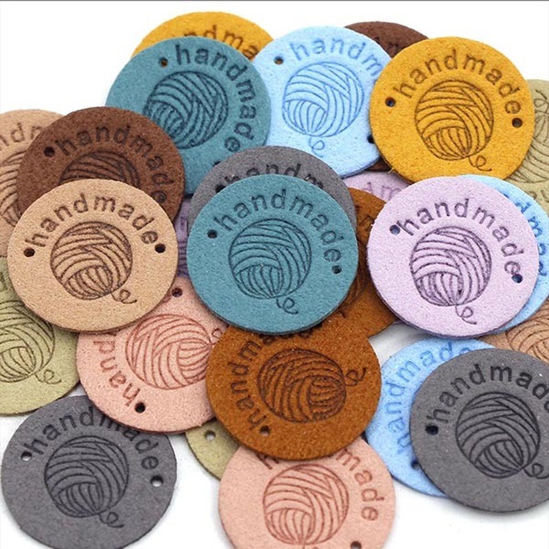 Set 50 Nhãn Da Hình Tròn Dùng Để Trang Trí Quần Áo / Mũ Dệt Kim Cho Bé