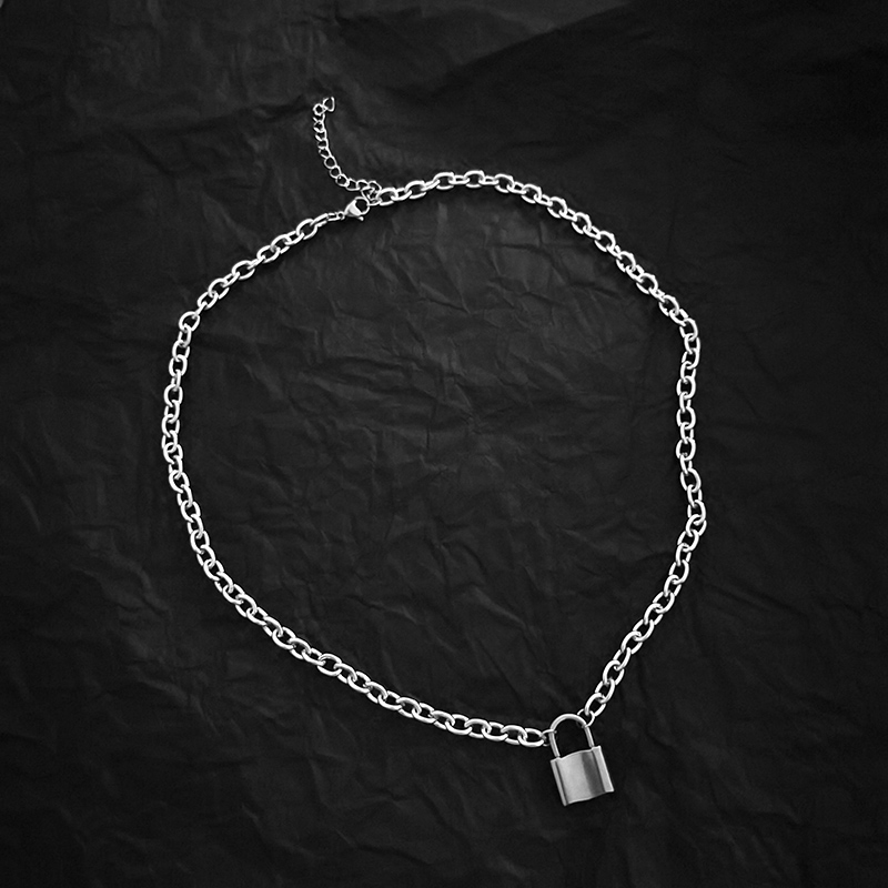 vòng cổ Thép Titan Mặt Hình Ổ Khóa Thời Trang Hip Hop