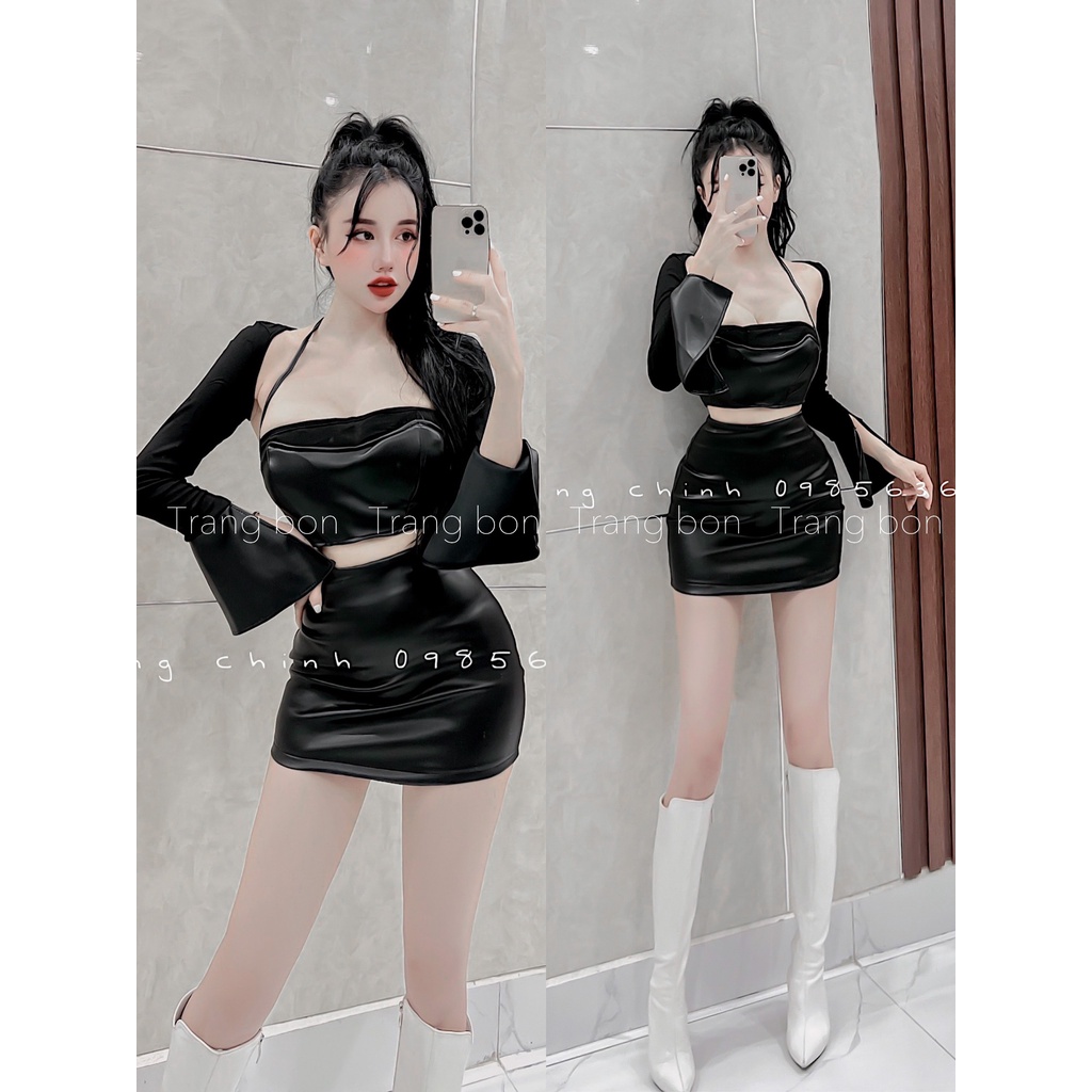 Set áo phối dây-cvay da