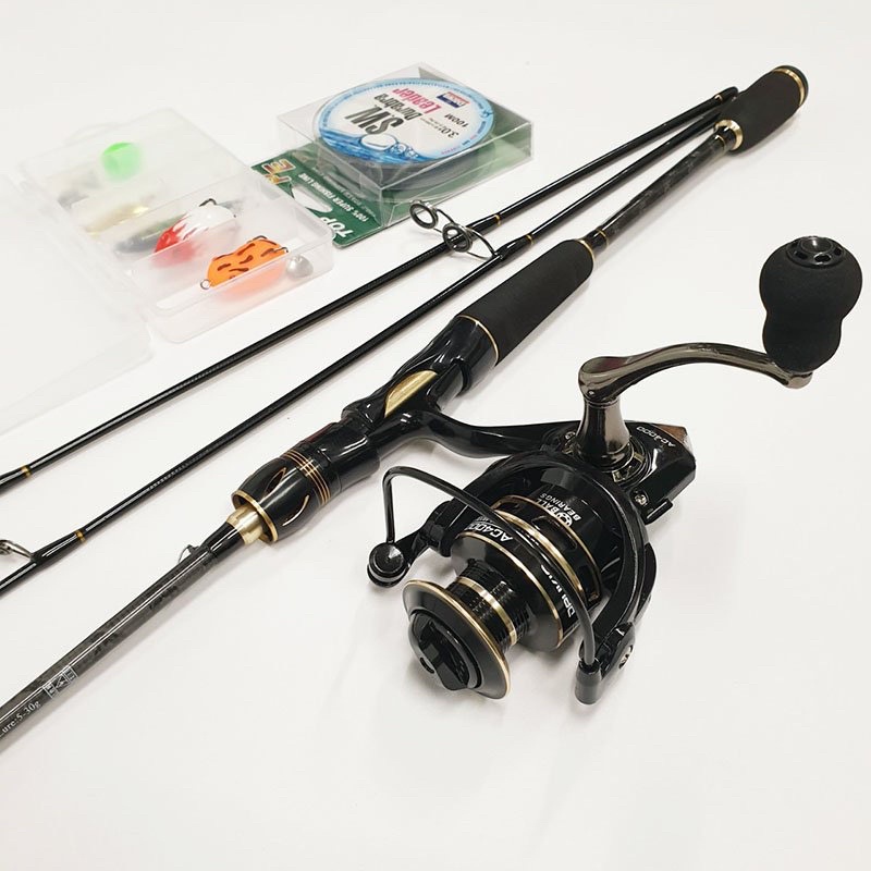 Bộ Cần Câu Cá Lure máy đứng 1.8m - 2,1m- 2,4m + Máy kim loại AC 4000 + dây câu