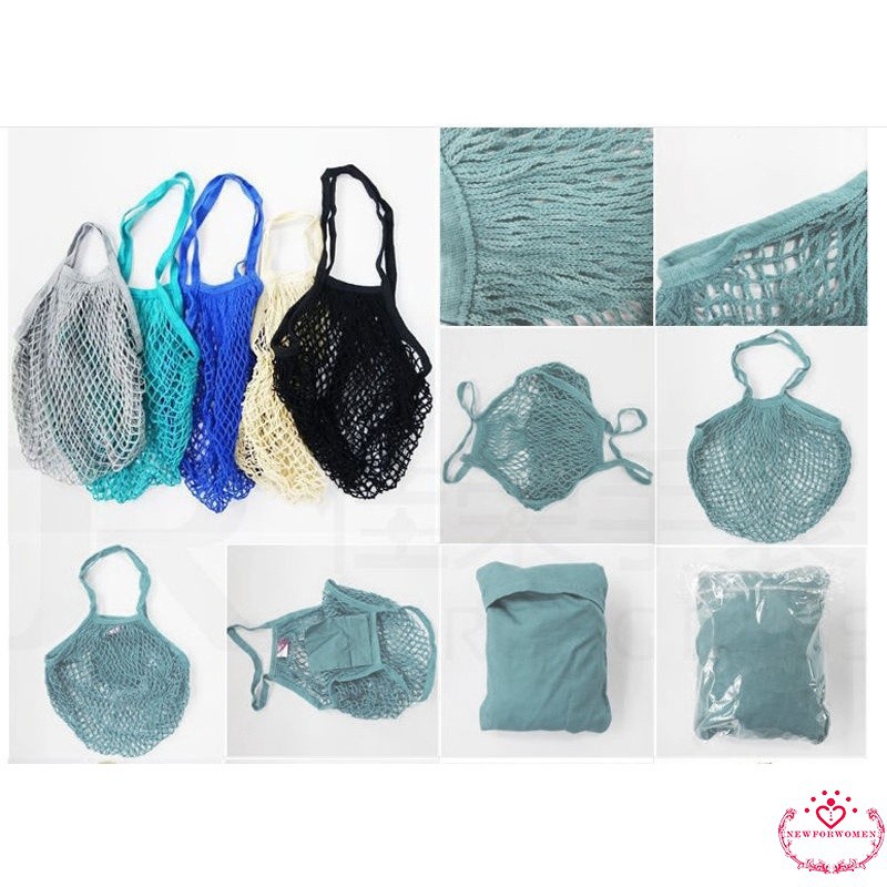 NFW♥Reusable Fruit Shopping String Grocery Shopper Cotton Tote Mesh Woven Net Bag