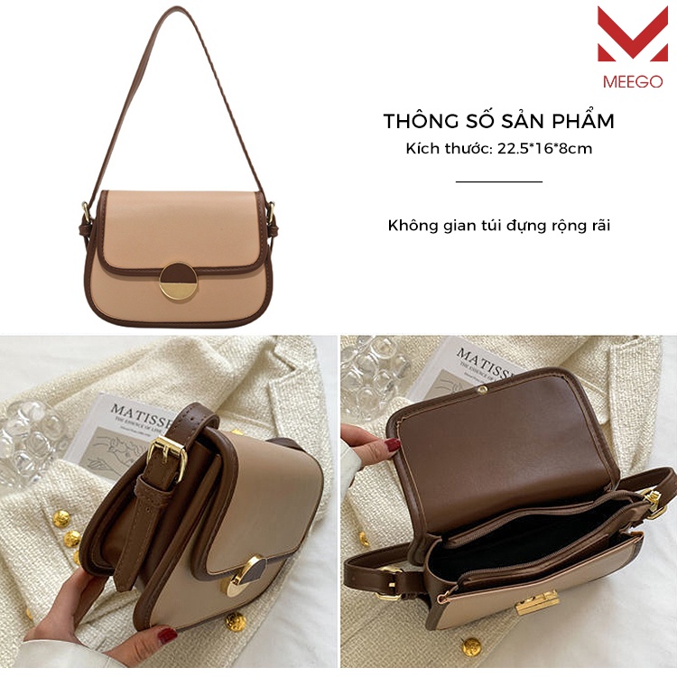 Túi Đeo Vai Đeo Chéo Khóa Gương Tròn Xoay Thương Hiệu MEEGO G0017