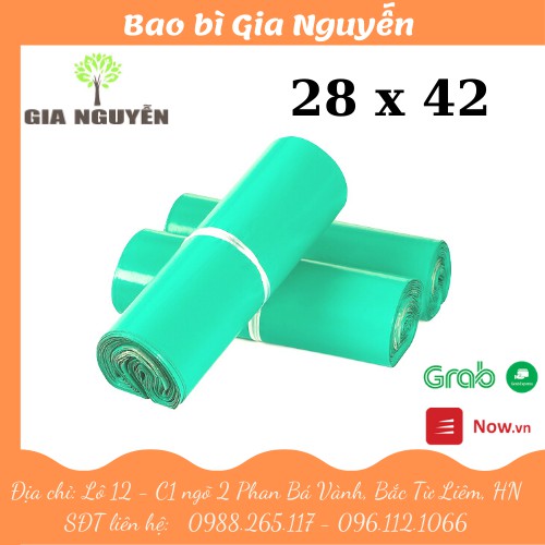 Túi đóng gói hàng niêm phong 28x42 màu xanh lá - bao bì Gia Nguyễn