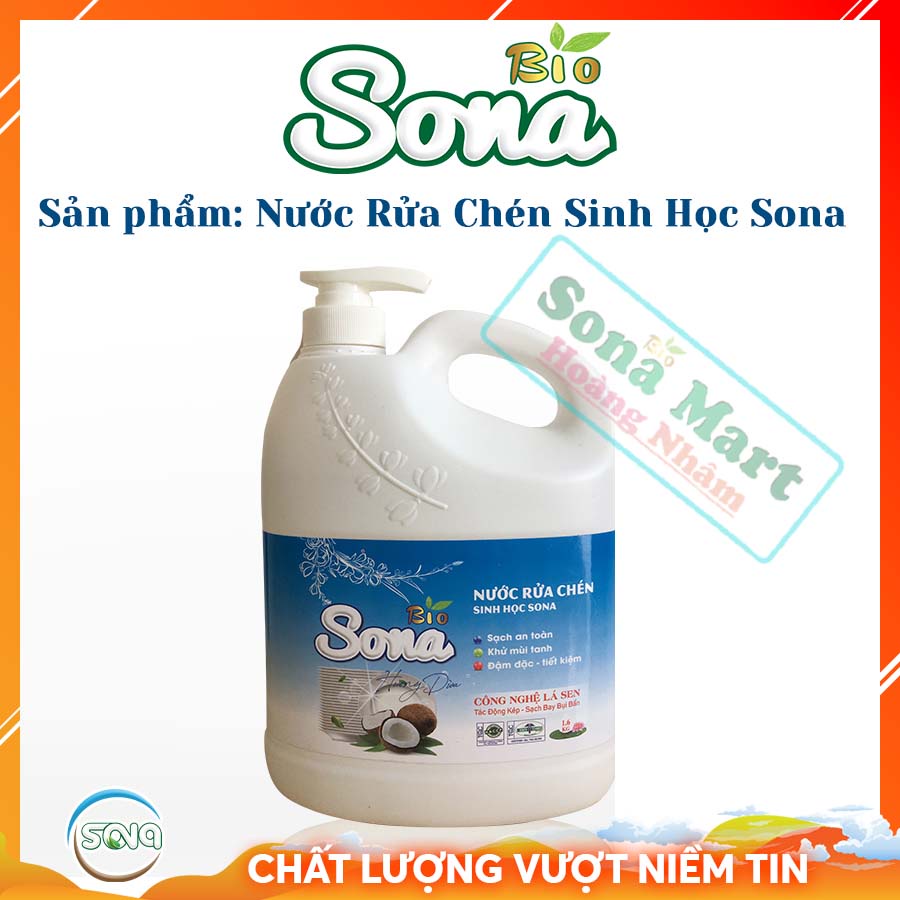 Dầu rửa bát siêu tốc, nước rửa chén bát sinh học Sona, Thành Phần Hữu Cơ 100% 1.6L Thân Thiện Với Môi Trường