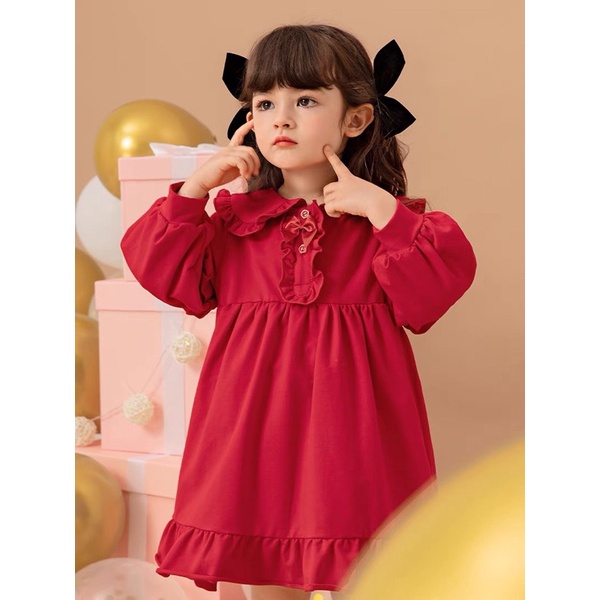 Váy Melisa đỏ viền bèo