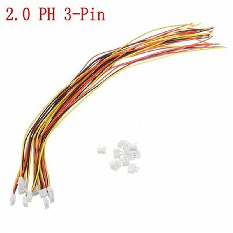 Set 10 Dây Cáp Nối Mini Jst 2.0 Phích Cắm 3 Chấu 100mm / 200mm / 300mm 26awg Tiện Dụng