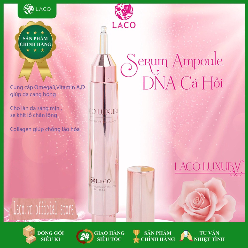 Ampoule DNA Cá Hồi Laco -Tinh Chất Tế Bào Gốc - Tái Tạo Tăng Sinh Collagen ,15ml - Chính Hãng