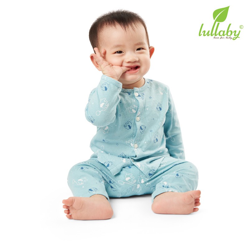 Quần áo trẻ em áo cài giữa dài tay bé trai chính hãng lullaby mới nhất xuân hè thoáng mát sale giảm 30% [ NH48B ]