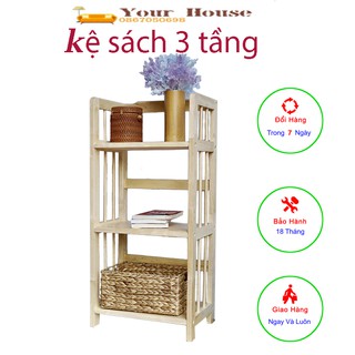 Giá Sách Gỗ, Kệ Sách Gỗ 3 Tầng Rộng 40cm YOUR HOUSE Hàng Xuất Khẩu Cao Cấp