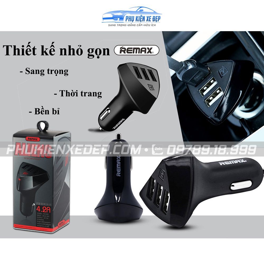 Tẩu chia sạc ô tô ⚡FREESHIP⚡ 3 cổng USB Alien Series 3 Remax Chính Hãng bảo hành 01 năm