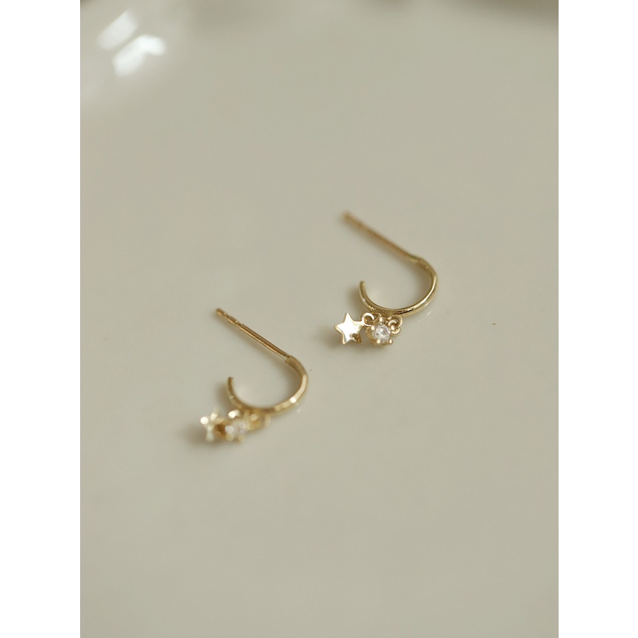 Bông Tai Ngôi Sao Năm Cánh Mạ Bạc 925 Dễ Thương Cho Nữ