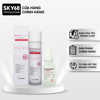 Combo mờ nám, dưỡng trắng, cấp ẩm, mờ thâm Angel's Liquid Glutathione700 (Toner 150ml + Serum Plus Niacinamide 30ml)