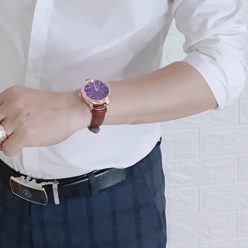 Đồng hồ Nam Rolex máy nhật, mẫu 6kim đính đá, mặt nâu cafe viền vàng, dây da [ BH 1 Năm ] lỗi 1 đổi 1 miễn phí | BigBuy360 - bigbuy360.vn