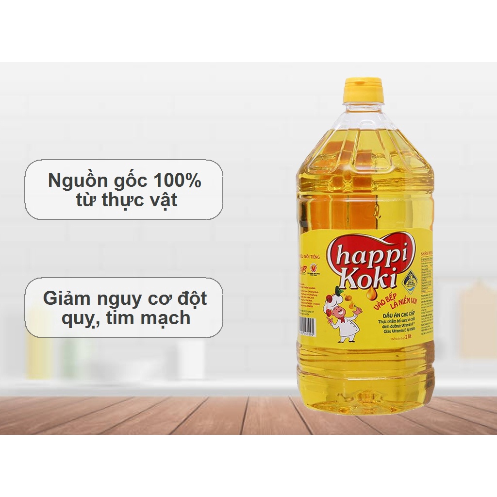 Dầu ăn cao cấp Happi Koki chai 2 lít