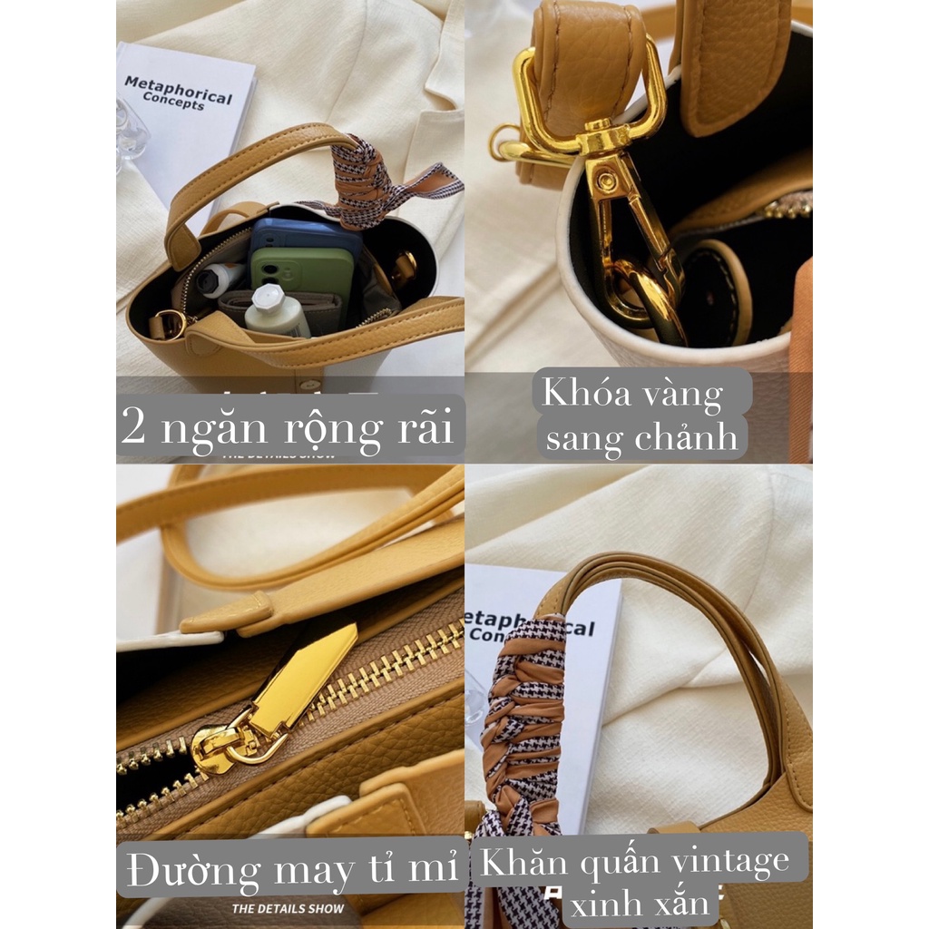 Túi quai xách du lịch đi biển phong cách Vintage quai lụa xinh xắn hàng QC loại 1 CS5508