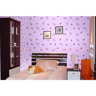 Giấy dán tường kitty trái tim (khổ rộng 0.45m)