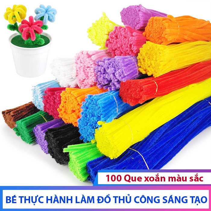 100 Que xoắn nhiều màu bé làm đồ thủ công sáng tạo