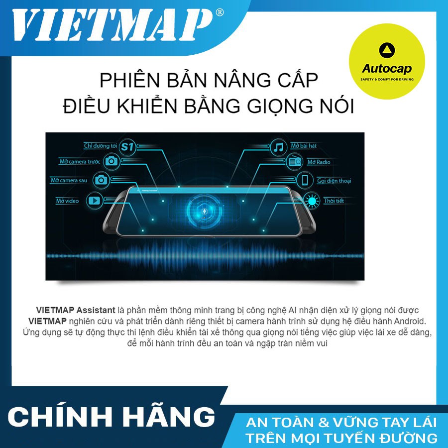 Camera hành trình VIETMAP iDVR P2 cho xe ô tô - Dẫn đường S1-Phát Wi - Tặng thẻ 32/64GB & SIM