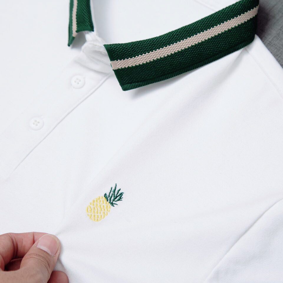 ÁO POLO THUN NAM QUẢ DỨA TRẮNG CHẤT VẢI COTTON 4 CHIỀU MỀM MỊN YES160 LÊN FROM CHUẨN HÀN QUỐC