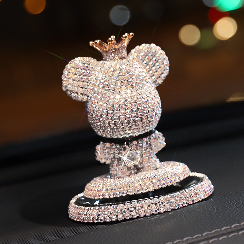 Tượng Trang Trí Taplo Hình Gấu Đính Đá Có Kèm Sáp Thơm Nước Hoa Cao Cấp