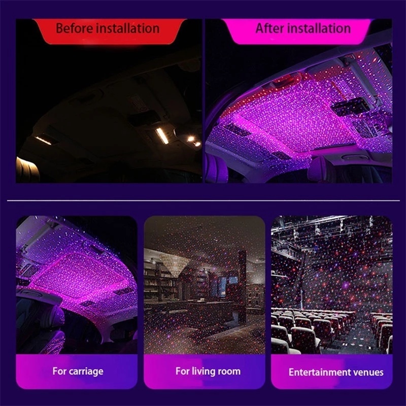 Đèn LED Chiếu Sáng Hình Bầu Trời Đầy Sao / Galaxy Cổng USB Gắn Trần Xe Hơi