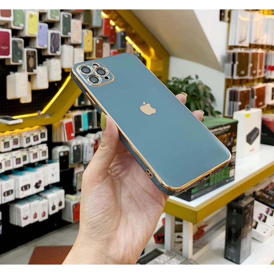 Ốp dẻo mạ viền gold vuông sang trọng dành cho ip12/12pro/12promax/ 11/11pro/11promax | BigBuy360 - bigbuy360.vn