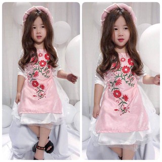 Áo dài kèm mấn ngọc (Sz 1-6y)