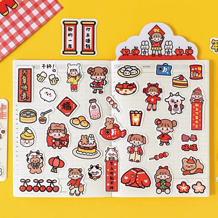 Bộ 10 Sticker hoạt hình cute dán màn hình, bàn học, tủ, mũ bảo hiểm, vali