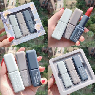 🌈🍓🍭 Set 3 Cây Son Sáp Hoa Xanh Hengfang Velvet Mousse H.9391A Lên Màu Xinh Xinh - SP-709