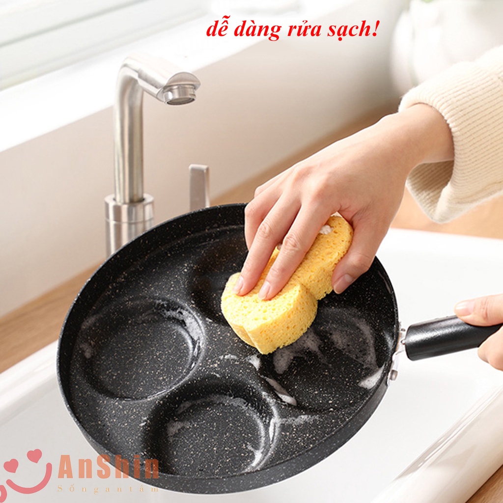 Chảo đá chống dính 4 ngăn cao cấp - chảo chiên trứng ốp la đường kính 24cm
