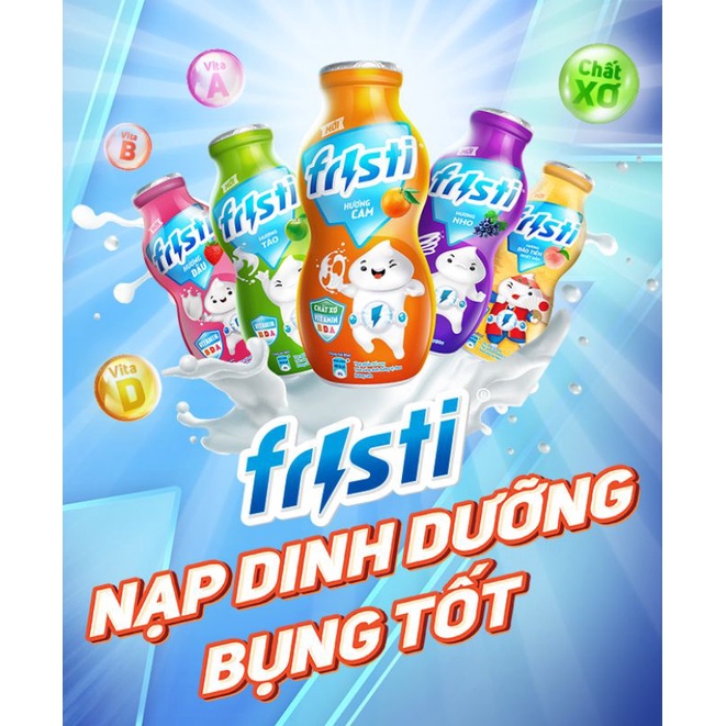 Thùng 48 lọ sữa Fristi có 5 hương vị hương dâu/ cam/ táo/ nho/ đào 80ml