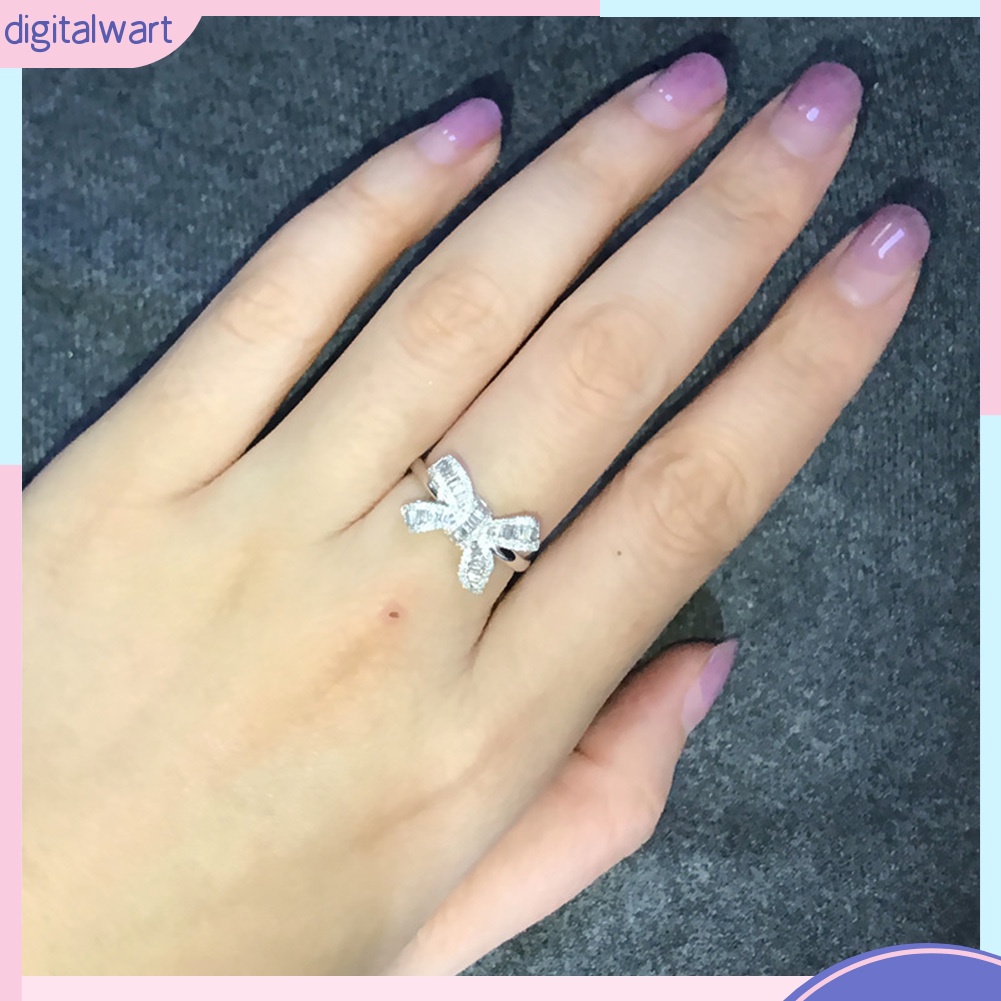 Nhẫn đính đá hình nơ xinh xắn dành cho nữ