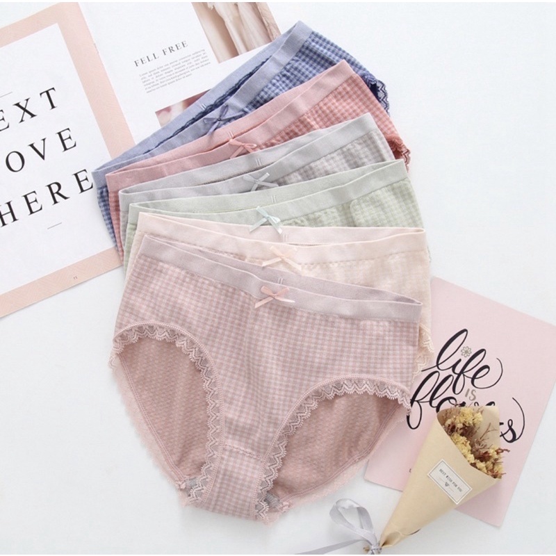 Quần lót nữ cotton kháng khuẩn viền ren mềm mịn QLN01
