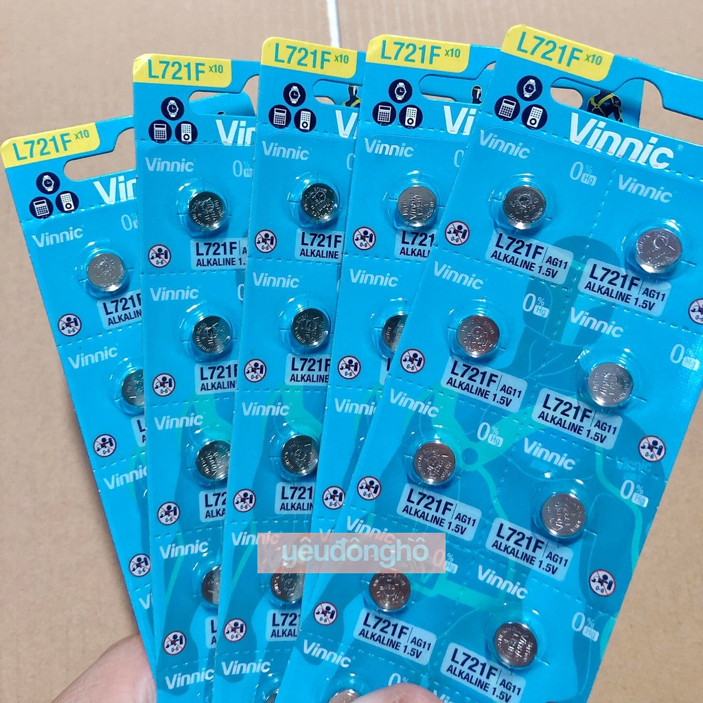 Combo 5 vĩ pin Vinnic L721F AG11 SR721SW SR721 721 362 ùng cho đồng hồ đeo tay