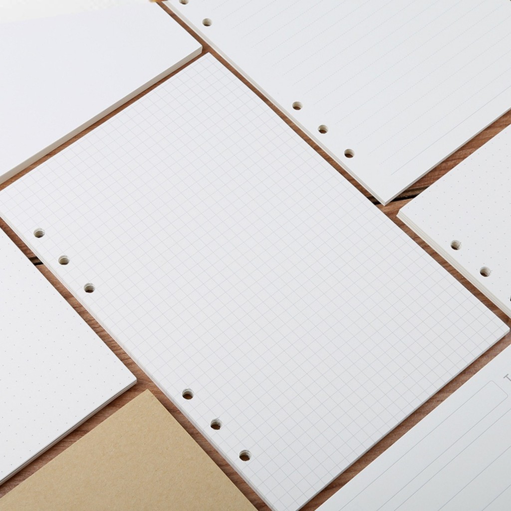 Giấy Refill, Giấy Sổ Còng, Giấy Binder 💕💕💕 FREESHIP 💕💕💕 Dày 100gsm Dot-Gird-Line-Blank A6/A5/B5 (6 Lỗ) /A4(4 Lỗ)