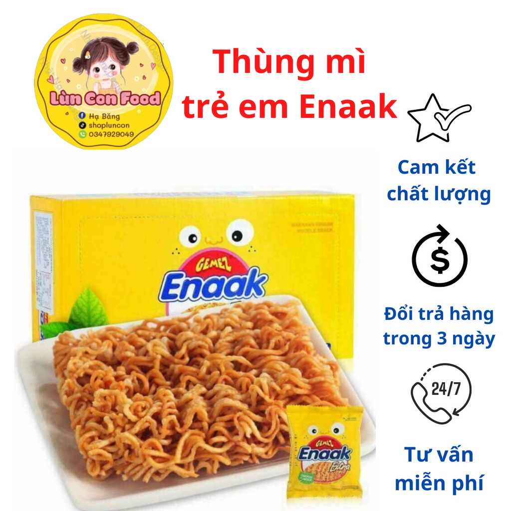 THÙNG 24 GÓI MÌ TRẺ EM ENAAK - SNACK MÌ VÀNG ENAAK - Lùn Con Food