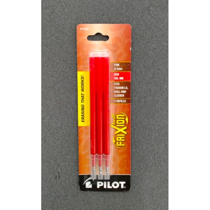 Vỉ 3 ruột màu đỏ thay thế bút bi xóa Pilot Frixion Ball, ngòi 0.7mm, made in Japan.