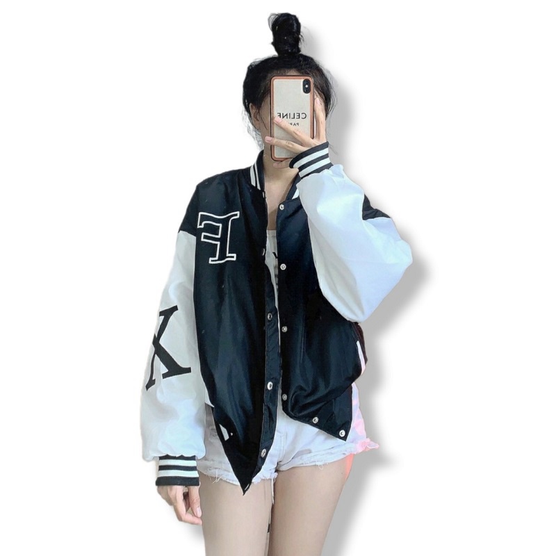 Áo Khoác Bomber Nữ Cúc bấm Chữ F [ ÁO 2 LỚP BAO CHẤT VẢI ]  - ĐĂNG QUANG FASHION