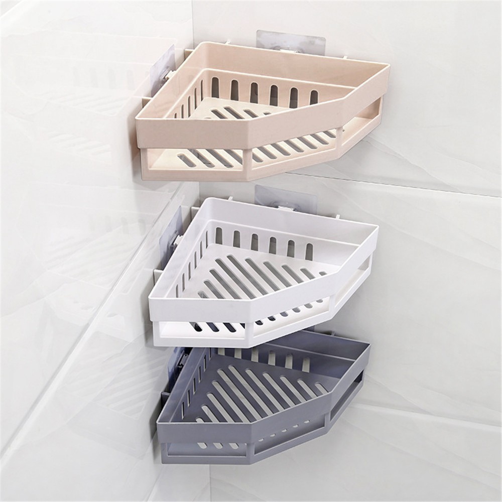 Traceless Plastic Bathroom Kitchen Storage Rack Organizer Shower Shelf