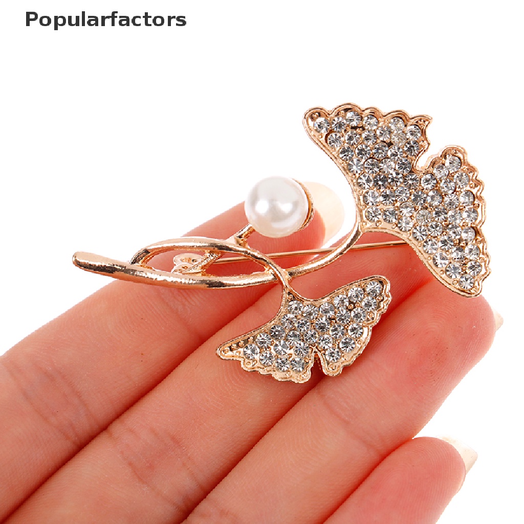 Ghim cài áo hình lá đính ngọc trai nhân tạo thời trang